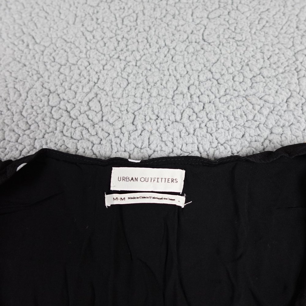 Urban Outfitters Mini Slip Baby Tee Dress Womens Medium Black Polkadot Button Up - Picture 2 of 10